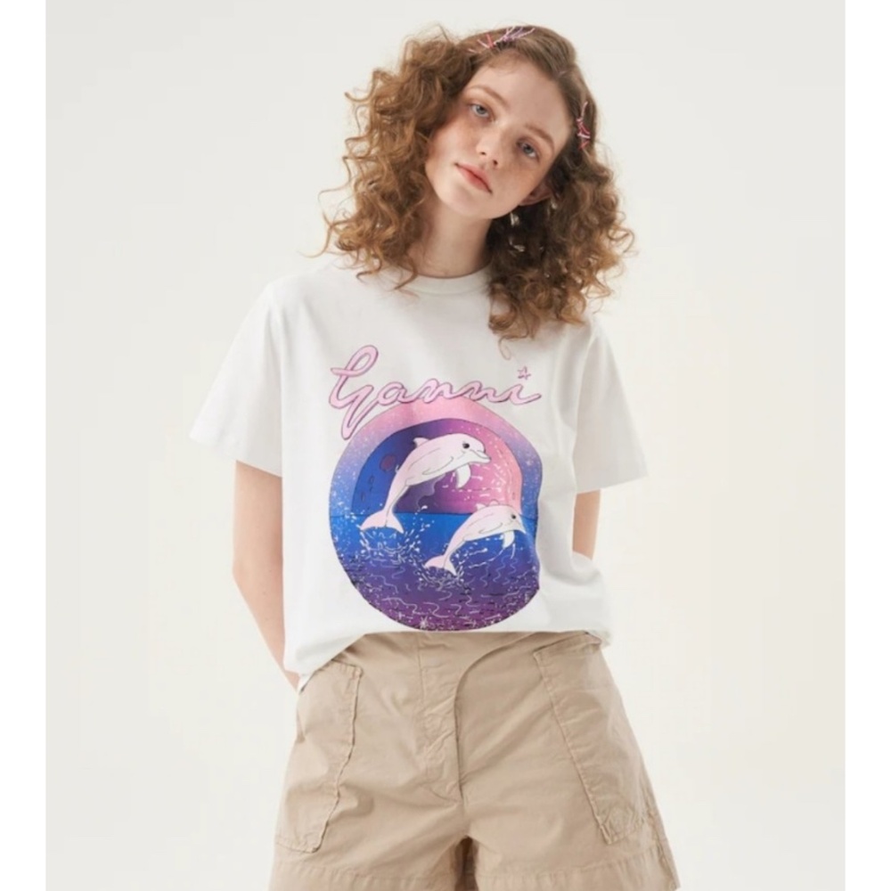 GANNI Basic Jersey Dolphin Relaxed T-shirt